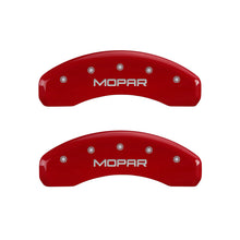 Load image into Gallery viewer, MGP 4 Caliper Covers Engraved Front &amp; Rear MOPAR Yellow finish black ch MGP