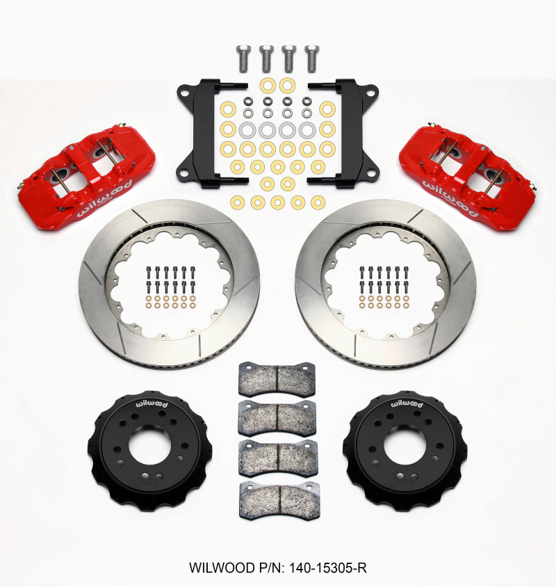 Wilwood AERO6 Front Hat Kit 14.00 Red 63-87 C10 w/ Wilwood Pro Spindles Wilwood