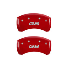 Load image into Gallery viewer, MGP 4 Caliper Covers Engraved Front Pontiac Engraved Rear G8 Red finish silver ch - eliteracefab.com