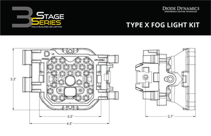 Diode Dynamics SS3 Pro Type X Kit ABL - Yellow SAE Fog Diode Dynamics