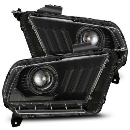 AlphaRex 880112 10-12 Ford Mustang PRO-Series Projector Headlights Plank Style Black w/Top/Bottom DRL