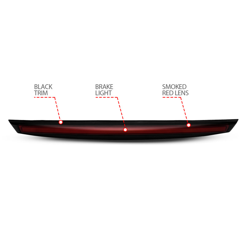 ANZO 2007-2014 Chevrolet Suburban 1500 LED 3rd Brake Light Black Housing Smoke Lens w/ Spoiler 1pc - eliteracefab.com