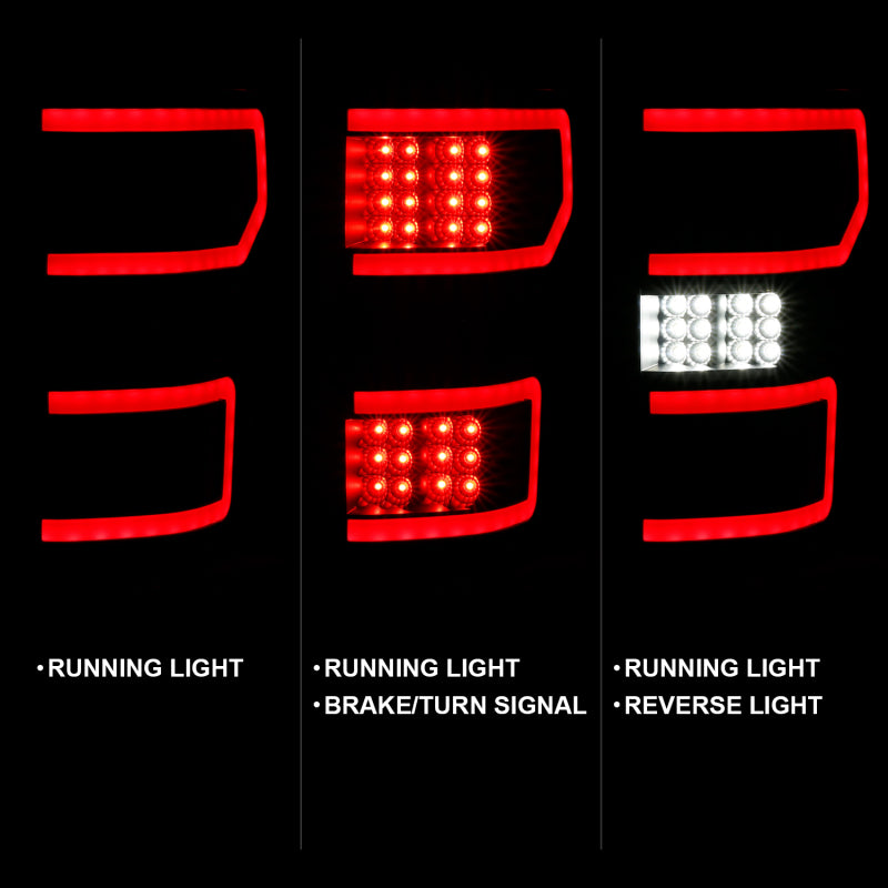 ANZO 18-19 Ford F-150 LED Taillight Black Housing Clear Lens Red Light Bar W/Sequential - eliteracefab.com