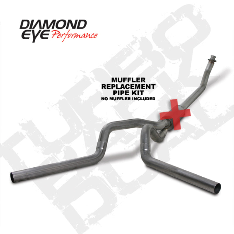 Diamond Eye KIT 4in TB MFLR RPLCMENT PIPE DUAL SS: 94-02 DODGE CUMMINS 5.9L Diamond Eye Performance