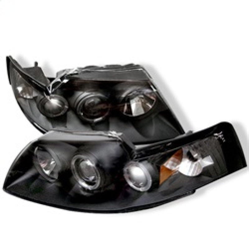 Spyder Ford Mustang 99-04 Projector Headlights LED Halo Black High H1 Low H1 PRO-YD-FM99-1PC-AM-BK - eliteracefab.com