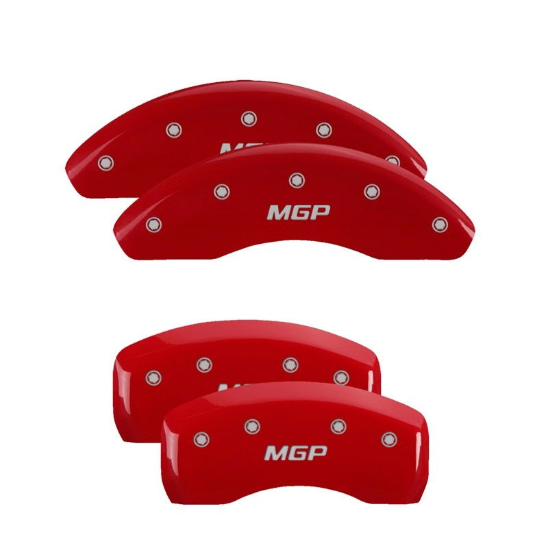 MGP 4 Caliper Covers Engraved Front & Rear MGP Red Power Coat Finish Silver Characters-Honda Accord - eliteracefab.com