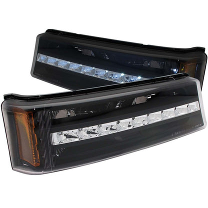 ANZO USA Chevrolet Silverado Led Parking Lights Black W/ Amber Reflector; 2003-2006 - eliteracefab.com