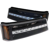 ANZO USA Chevrolet Silverado Led Parking Lights Black W/ Amber Reflector; 2003-2006