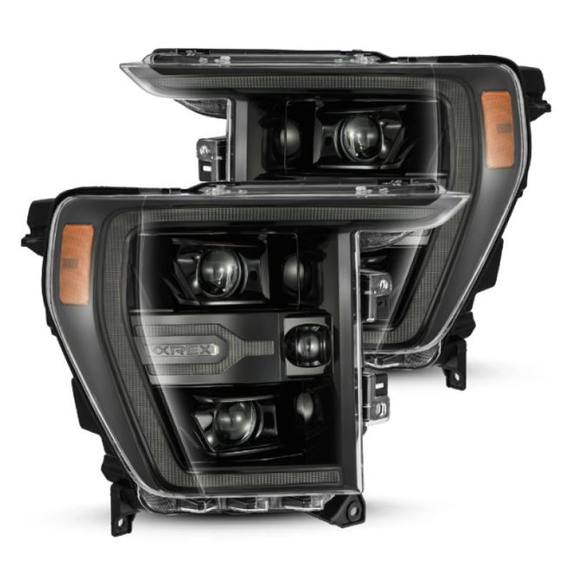 AlphaRex 21-22 Ford F150 Luxx-Series Projector Headlights Alpha-Black w/Activ Light/Seq Signal - eliteracefab.com