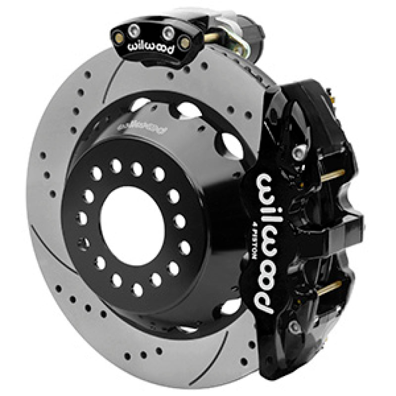 Wilwood AERO4 Big Brake Rear Electronic Parking Brake Kit - Black - Powder Coat Caliper - D/S Rotor Wilwood