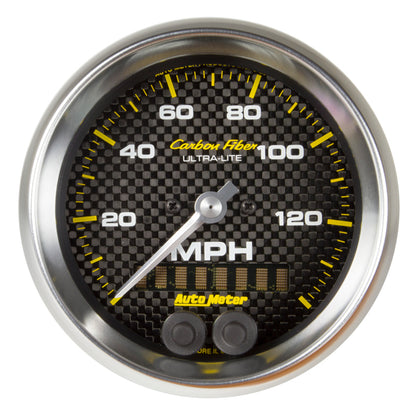 Autometer Ultra-Lite Carbon Fiber 3-3/8in 140 MPH In-Dash Full Sweep GPS Speedometer 4780