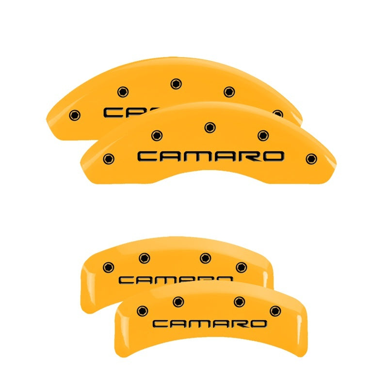 MGP 4 Caliper Covers Engraved F & R Gen 4/Camaro Yellow Finish Black Char 1997 Chevrolet Camaro MGP