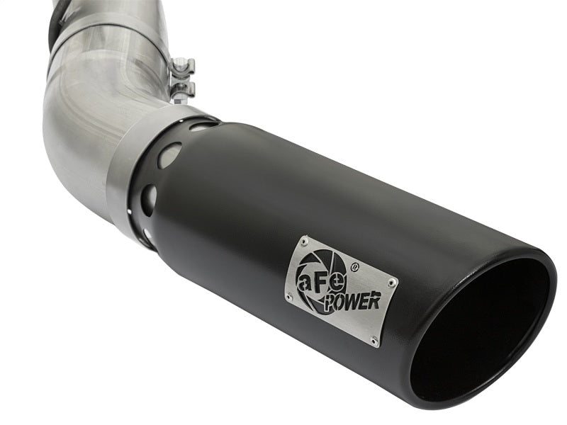 aFe LARGE BORE HD 4in 409-SS DPF-Back Exhaust w/Black Tip 2017 GM Duramax V8-6.6L (td) L5P - eliteracefab.com