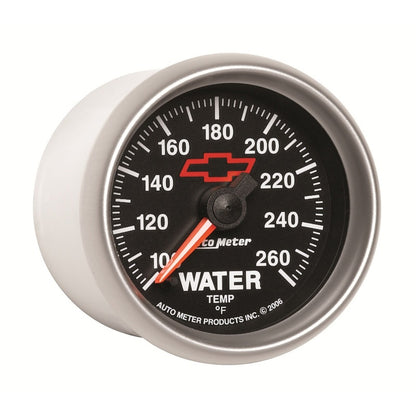 AutoMeter Gauge Water Temp 2-1/16in. 100-260 Deg. F Digital Stepper Motor Chevy Red Bowtie Black 3655-00406