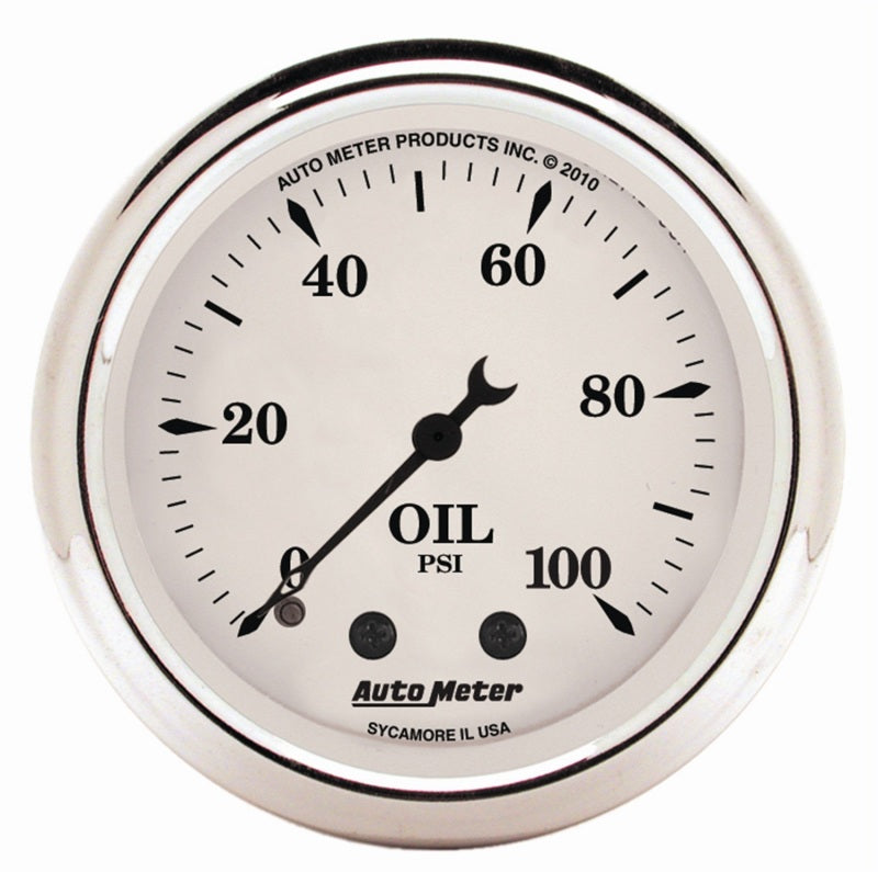 AutoMeter Gauge Oil Press 2-1/16in. 100PSI Mech Old Tyme White 1621
