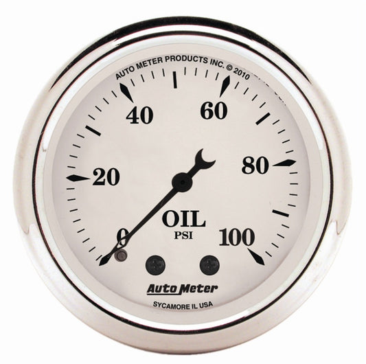 AutoMeter Gauge Oil Press 2-1/16in. 100PSI Mech Old Tyme White 1621