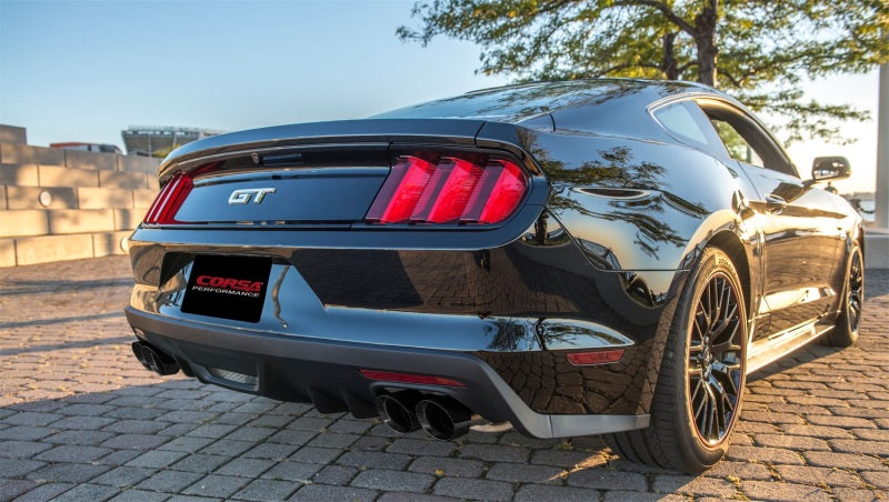 Corsa 15-16 Ford Mustang GT 5.0 3in Cat Back Exhaust Black Quad Tips (Sport) - eliteracefab.com