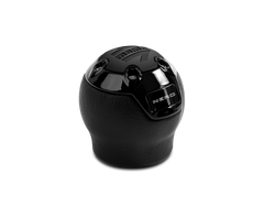 Momo Nero Shift Knob - Black Leather, Black Chrome Insert, with Reverse Lockout NERBK1-R