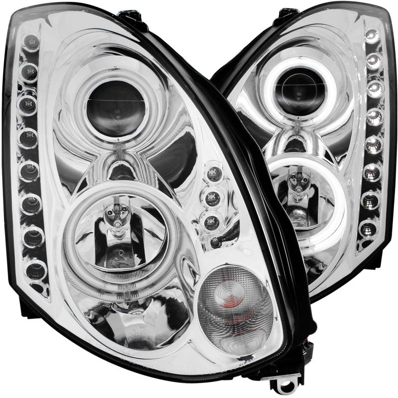 ANZO 2003-2007 Infiniti G35 Projector Headlights w/ Halo Chrome (CCFL) (HID Compatible) - eliteracefab.com