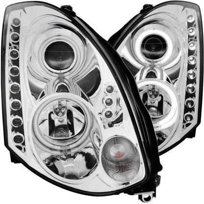 ANZO 2003-2007 Infiniti G35 Projector Headlights w/ Halo Chrome (CCFL) (HID Compatible) - eliteracefab.com