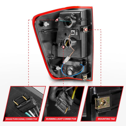 Anzo 04-15 Nissan Titan Full LED Tailights Chrome Housing Red/Clear Lens 311422