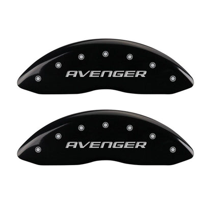 MGP 4 Caliper Covers Engraved Front & Rear With out stripes/Avenger Black finish silver ch MGP