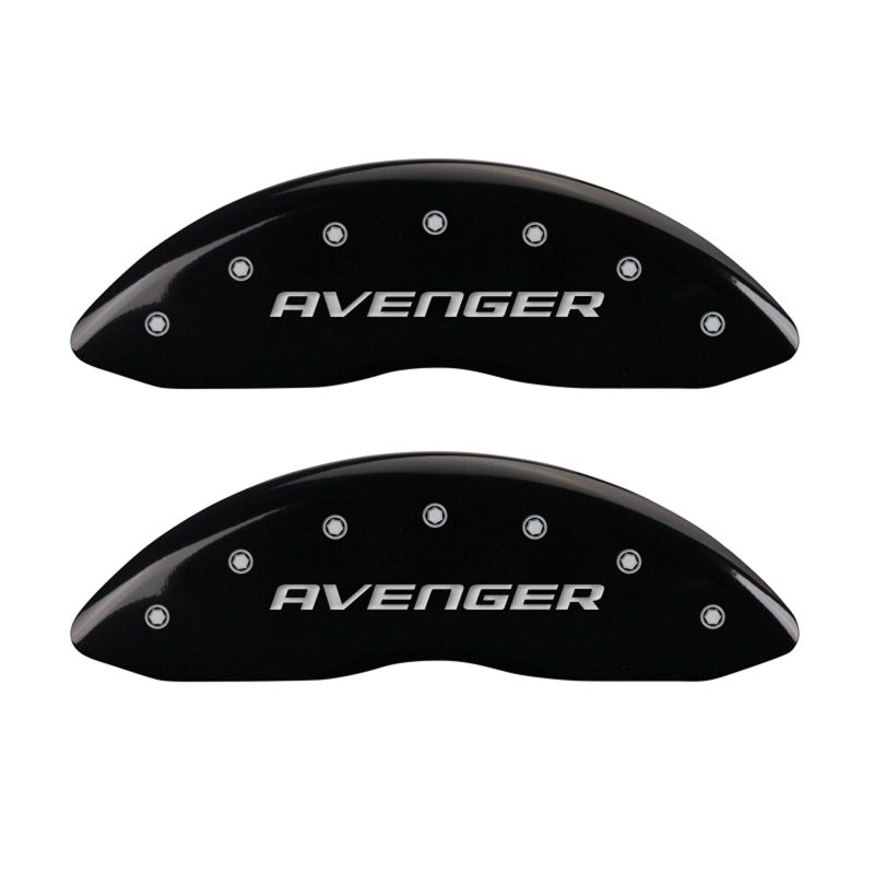 MGP 4 Caliper Covers Engraved Front & Rear With out stripes/Avenger Black finish silver ch MGP