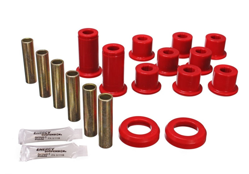 Energy Suspension 82-04 GM S-10/S-15 Pickup 2WD / 82-04 S-10 Blazer Red Rear Leaf Spring Bushing Set - eliteracefab.com