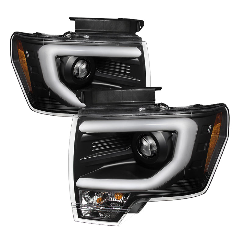 Spyder Ford F150 09-14 Projector Headlights Halogen Model- Light Bar DRL Blk PRO-YD-FF15009-LBDRL-BK - eliteracefab.com