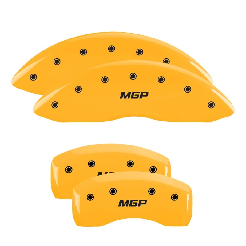 MGP 4 Caliper Covers Engraved Front & Rear MGP Yellow Finish Black Char 2018 Ford Fusion MGP