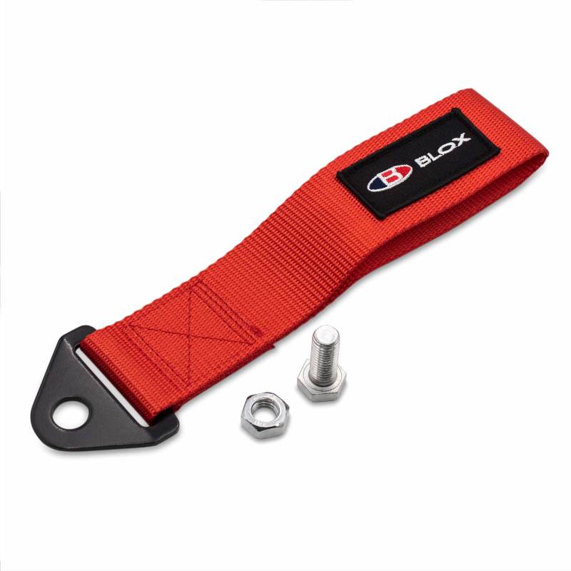 BLOX Racing Universal Tow Strap With BLOX Logo - Red - eliteracefab.com