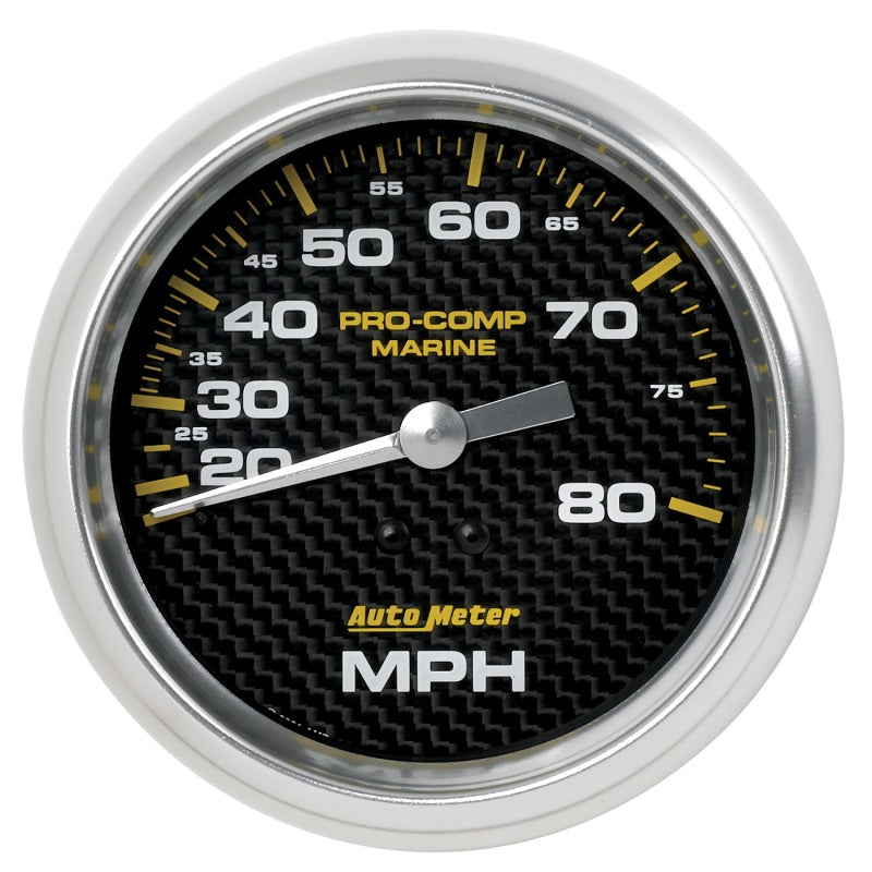 Autometer Gauge Speedometer 3-3/8in 80MPH Mechanical Marine Carbon Fiber 200753-40