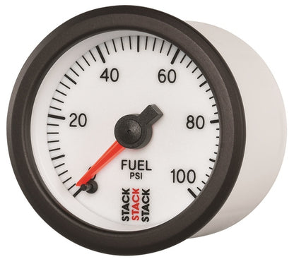 Autometer Stack 52mm 0-100 PSI 1/8in NPTF Male Pro Stepper Motor Fuel Pressure Gauge - White ST3356