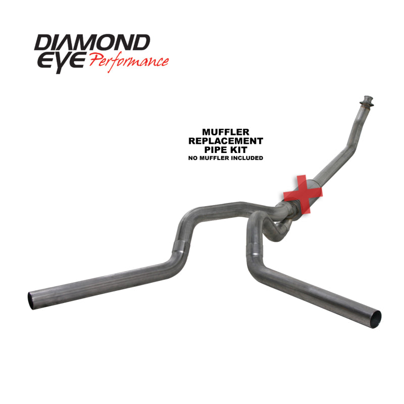Diamond Eye KIT 4in TB MFLR RPLCMENT PIPE DUAL SS: 94-02 DODGE CUMMINS 5.9L Diamond Eye Performance