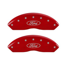 Load image into Gallery viewer, MGP 4 Caliper Covers Engraved Front &amp; Rear Oval logo/Ford Red finish silver ch - eliteracefab.com