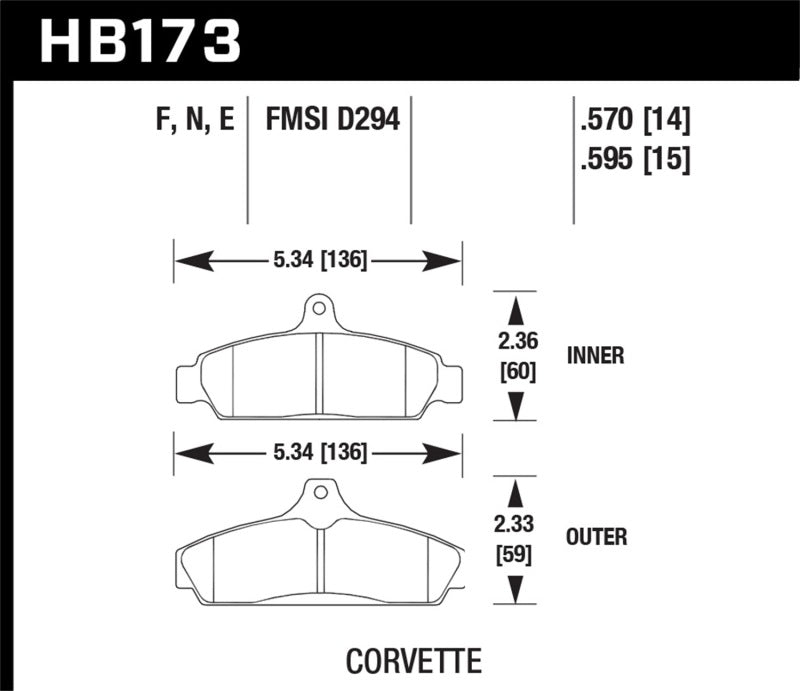 Hawk Performance HP+ Brake Pads - HB173N.570 Hawk Performance