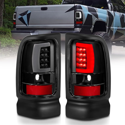 ANZO 1994-2001 Dodge Ram 1500 LED Taillights Plank Style Black w/Clear Lens - eliteracefab.com