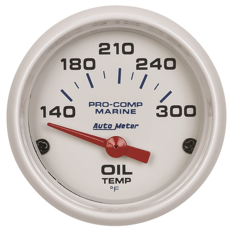 Autometer Marine White Ultra-Lite 2-1/16in Electric Oil Temperature Gauge 140-300 Deg F 200764