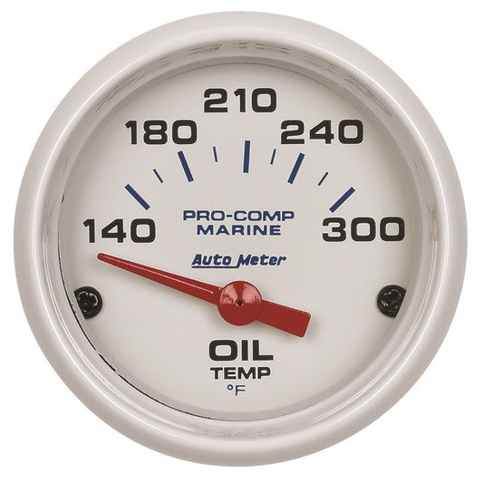 Autometer Marine White Ultra-Lite 2-1/16in Electric Oil Temperature Gauge 140-300 Deg F 200764