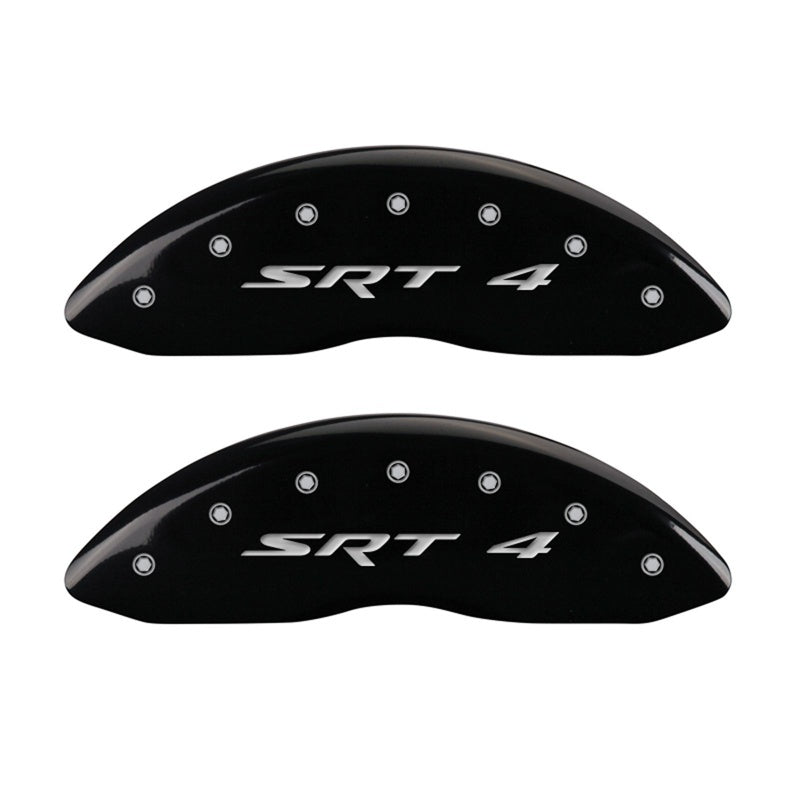 MGP Front set 2 Caliper Covers Engraved Front SRT4 Black finish silver ch MGP