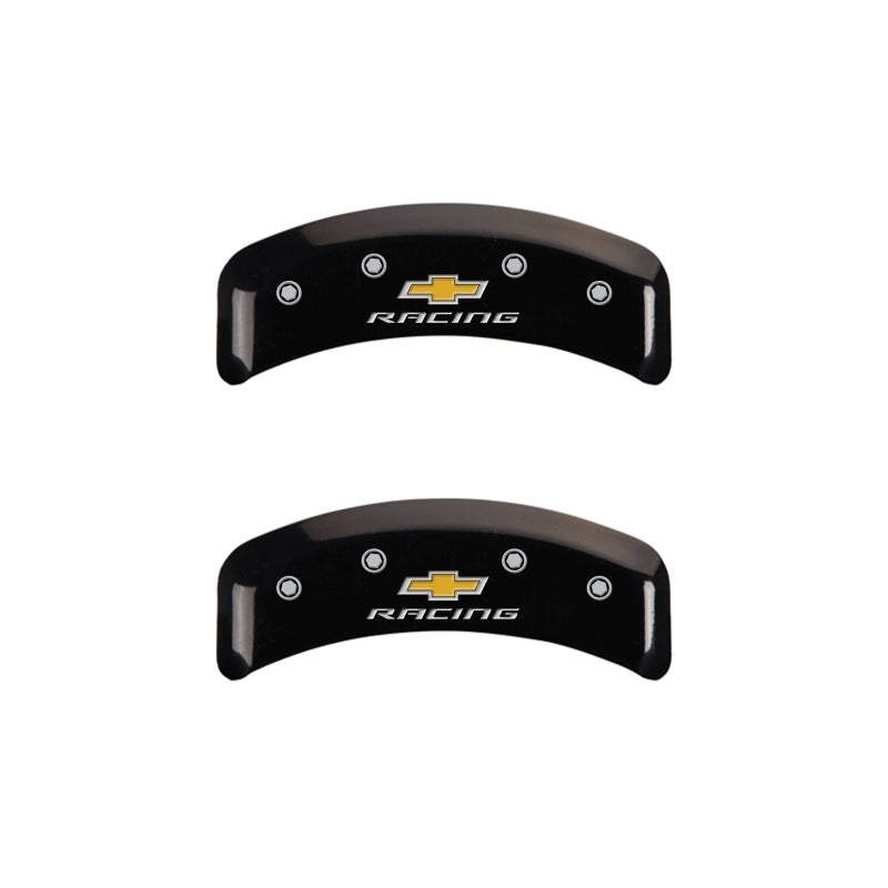 MGP 4 Caliper Covers Engraved F & R Chevy Racing Black Finish Silver Char 1988 Chevrolet Corvette MGP