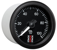 Load image into Gallery viewer, Autometer Stack 52mm 0-100 PSI 1/8in NPTF (M) Mechanical Oil Pressure Gauge - Black.