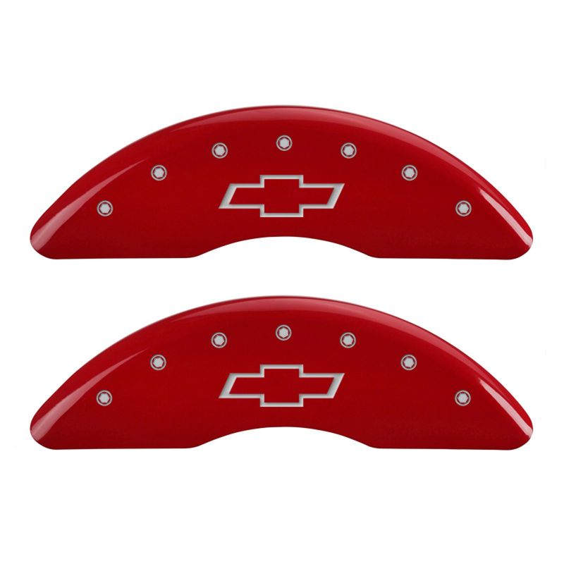 MGP 4 Caliper Covers Engraved Front & Rear Bowtie Red finish silver ch MGP