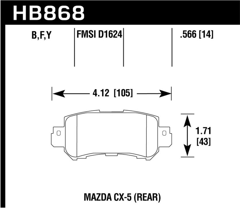 Hawk Performance HPS 5.0 Rear Brake Pads - HB868B.566 Hawk Performance