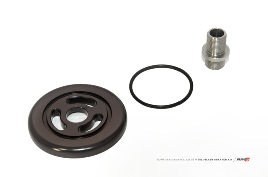 AMS Performance ALP.07.04.0028-1 2009+ Nissan GT-R R35 Alpha CNC Billet Oil Filter Adapter w/Race Filter