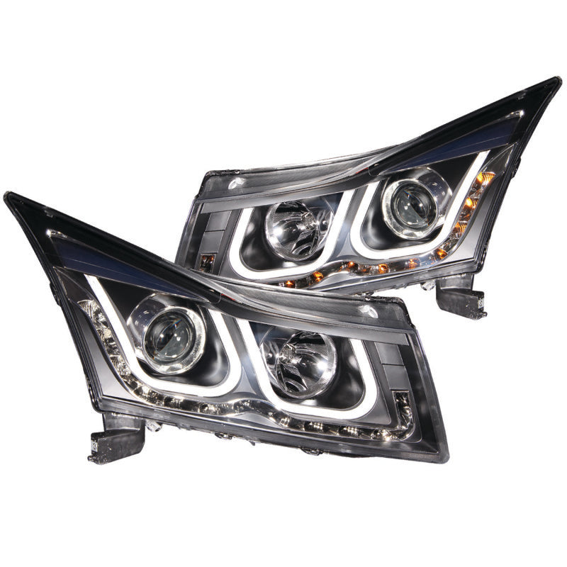 ANZO USA Chevrolet Cruze Projector Headlights W/ U-Bar Black; 2011-2015 - eliteracefab.com