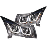 ANZO USA Chevrolet Cruze Projector Headlights W/ U-Bar Black; 2011-2015