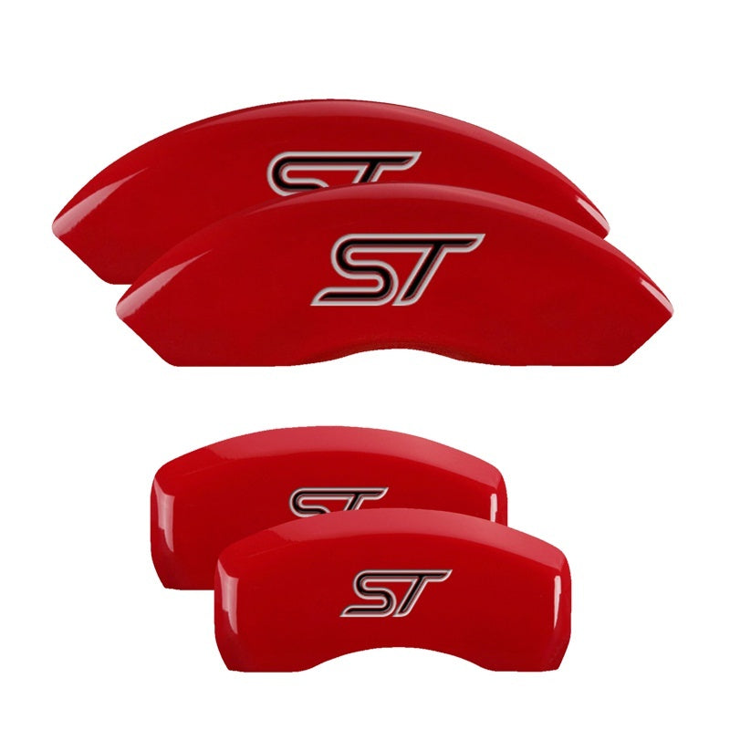 MGP 4 Caliper Covers Engraved Front & Rear No bolts/ST Red finish silver ch MGP