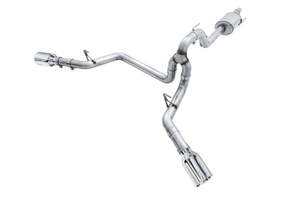 AWE Tuning 2015+ Ford F-150 0FG Dual Exit Performance Exhaust System w/5in Chrome Silver Tips AWE Tuning
