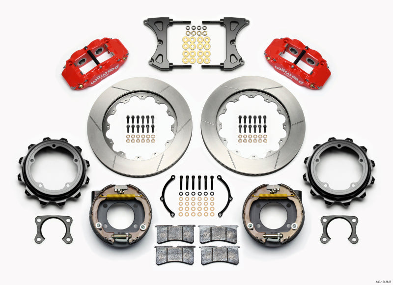 Wilwood Narrow Superlite 4R Rear P-Brk Kit 14.00in Red Strange Eng Floater 3.49in Offset Wilwood